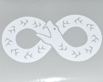 Ouroboros infinity white reflective vinyl decal