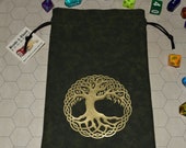 Celtic knot tree of life green tarot rune dice bag