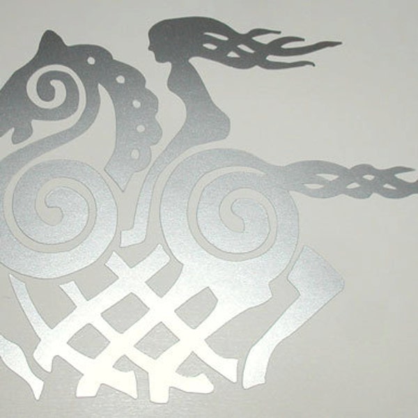 Sleipnir Viking goddess silver vinyl decal