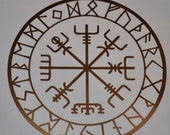vegvisir Viking compass protection runes talisman copper vinyl decal