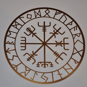 vegvisir Viking compass protection runes talisman copper vinyl decal