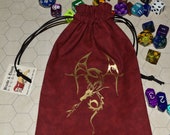 Gold tribal dragon dnd game dice bag