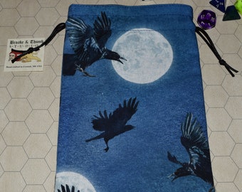 Ravens flying moon tarot rune dice bag