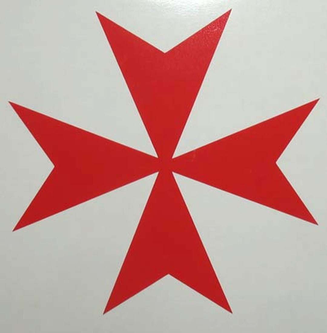 Medieval Crusader Maltese Cross Red Vinyl Decal Canada