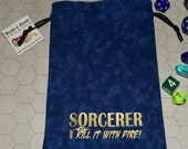 SORCERER Dungeons and Dragons blue game dice bag