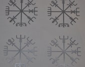 Viking vegvisir rune SET of 4 silver vinyl decal