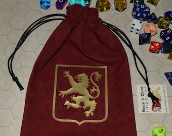 Scottish lion shield red dice bag