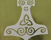 Etched glass Viking mjolnir Thor's hammer vinyl decal
