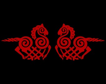 Sleipnir SET of 2 red Viking Odin vinyl decal