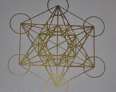 Metatron's cube sacred geometry gold vinyl decal