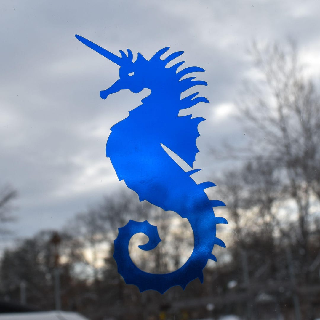 Sca Decals SCA Atlantia SET of 2 Unicorn Seahorse Transparent Blue Vinyl Decals - Etsy