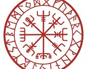 Viking protection runes vegvisir compass talisman red vinyl decal