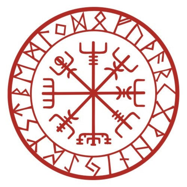 Viking protection runes vegvisir compass talisman red vinyl decal
