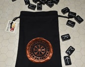 Ouroboros vegvisir Viking compass rune dice black bag