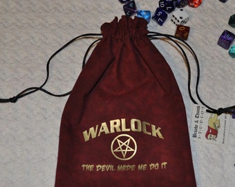 WARLOCK Dungeons and Dragons game dice bag