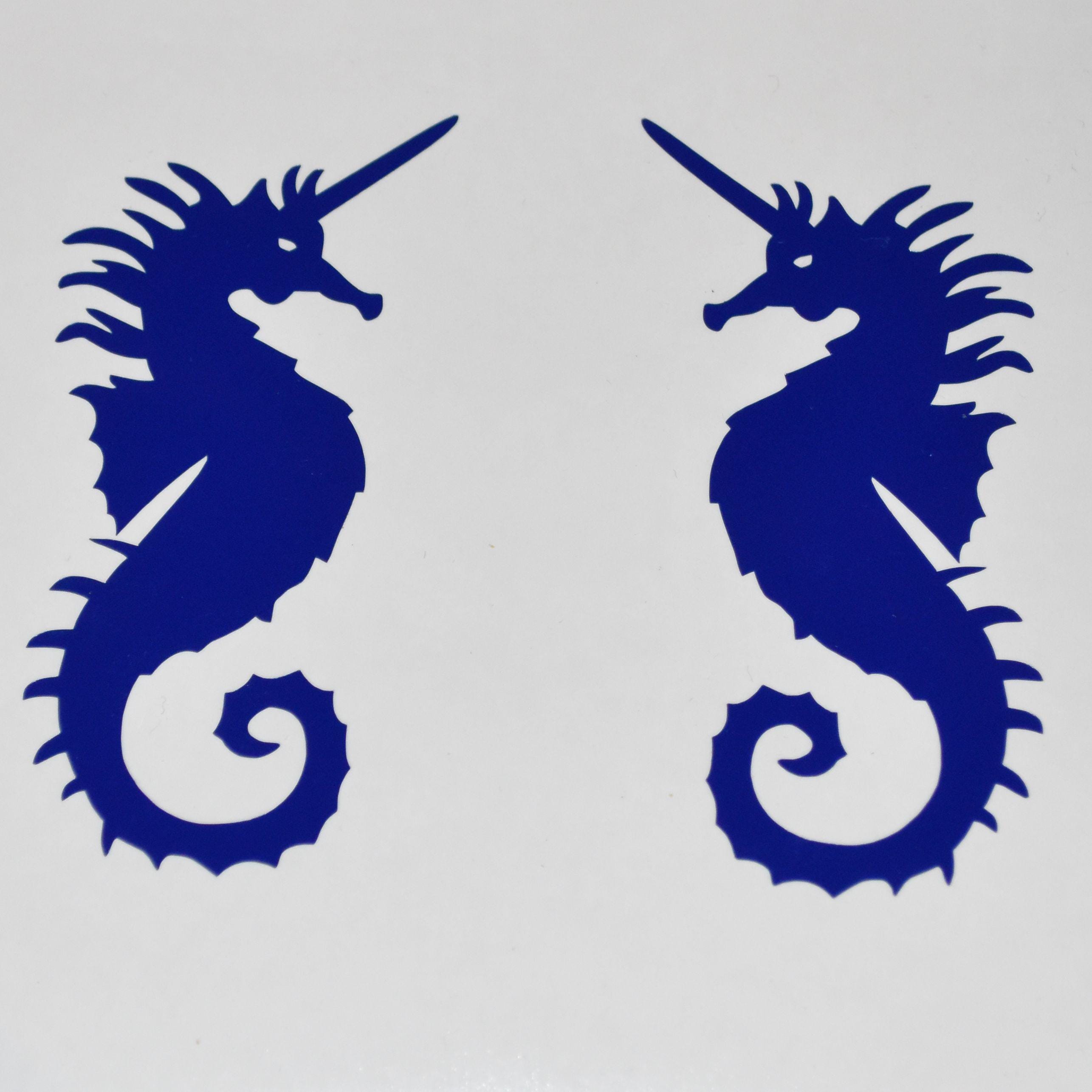Sca Decals SCA Atlantia SET of 2 Unicorn Seahorse Cobalt Blue Vinyl Decals - Etsy