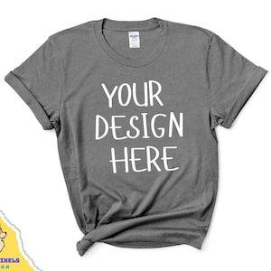Gildan 64000 Graphite Heather Tshirt Mockup |G400 Grey T-shirt Mockup | Real Model Mock Gildan Simple Casual Minimal Neutral Aesthetic Shirt