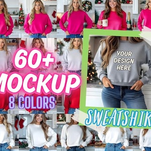 Gildan 18000 Sweatshirt Mockup Bundle: 60+ Holiday Colors (Instant Download)