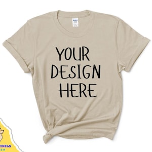 Gildan 64000 Sand T-Shirt Mockup: Real Model, Unisex Fit (Digital Download)