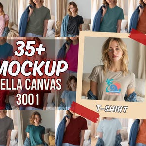23 Colors Bella Canvas 3001 Mockups, T-shirt Mockup Bundle, 3001 Bella Canvas Bundle, Model Shirt Mockup, Best Boho T-Shirt Mockup Bundle