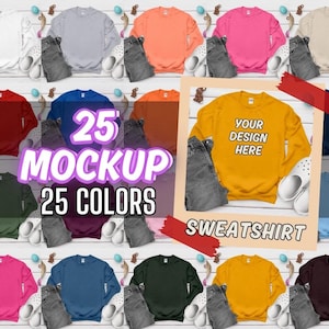 Gildan 18000 Sweatshirt Mockup Bundle: 25+ Colors (Instant Download)