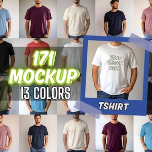 Male Bella Canvas 3001 T-Shirt Mockup Bundle: Real Model BC3001 Mock-up