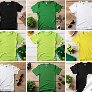 Paquete de 36 maquetas de camisetas Bella Canvas 3001 St. Patrick’s Day / 5 colores / Maquetas de camisetas de alta calidad con diseño plano que imprimo a pedido