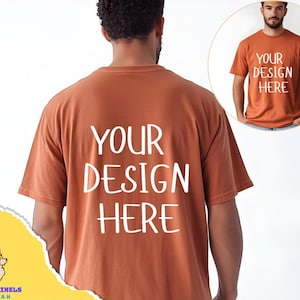 Comfort Colors 1717 Yam T-Shirt Mockup: Split View (Digital Download)
