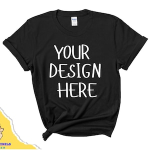 Gildan 64000 Black Shirt Mockup | G640 Black Tshirt Mockup | Real Model Mock | Gildan Black TShirt Mock-up | Neutral Casual Simple Aesthetic