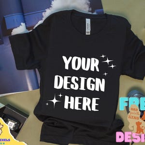 Bella Canvas 3001 Men Black Flat Lay MockupMock Up Flat Lay Bella Canvas mockup T-shirt Mockup Men Mockup bella canvas 3001 mockup
