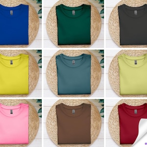 73+Gildan 5000 Mockup Bundle | Boho G500 New Shop Essentials Collection | Popular High-Quality Folded Tee Shirt Mock-ups | New Shop Bundle |