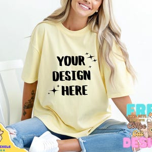 Comfort Colors 1717 Banana Shirt Mockup: Light Yellow Tee (Digital Download)