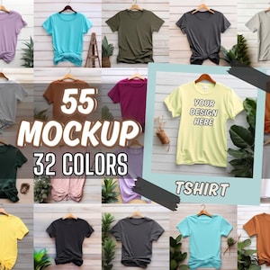 Bella Canvas 3001 T-Shirt Mockup Bundle: 32 Colors (PSD & JPG)