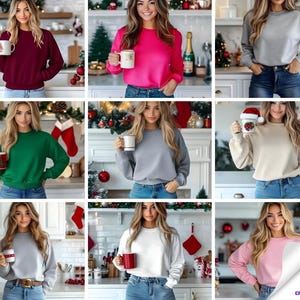 Gildan 18000 Sweatshirt Mockup Bundle: Holiday Colors (Instant Download)