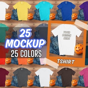 Bella Canvas 3001 Halloween Mockup Bundle, BC3001 Thanksgiving Collection, Trendy Fall Shop Bundle, Popular Unisex Oversized Tee Mock-ups