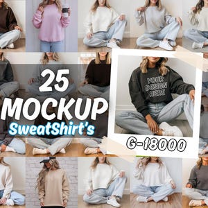 Gildan 18000 Sweatshirt Mockup Bundle: Real Model Crewneck Mocks