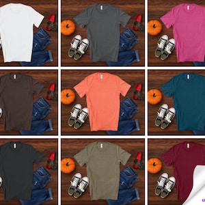25+ Bella Canvas 3001 Halloween T-Shirt Mockup  | Spooky Aesthetic Flat Lay Tees | High-Quality Apparel Mockups | Instant Download | POD