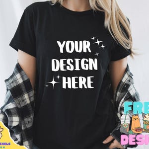 Gildan 5000 Black Tshirt Mockup | Long G500 Black T-shirt Mockup | Real Model Mock | Simple Styled Fun Trendy Summer Fall Aesthetic Shirt