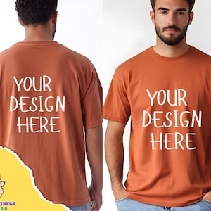 Comfort Colors 1717 Yam T-Shirt Mockup: Split View (Digital Download)