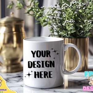 Tasse Mockup | 11 Unze Keramiktasse Mockup | Weißen Kaffeebecher Gestaltet Stock-Foto | Digitales JPEG BILD