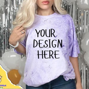 Comfort Colors Colorblast 1745 Amethyst Shirt Mockup | 1745 Purple Tshirt Mock-up | Real Model Mock | Trendy Tshirt Dress Style Aesthetic