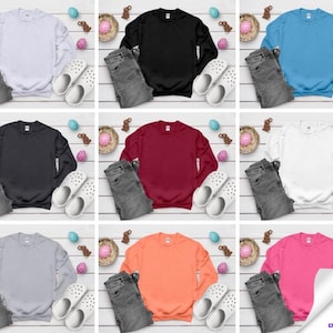 Gildan 18000 Mockup Bundle: Crewneck Sweatshirt, 25+ Colors (Instant Download)