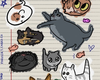 Cat Blob Vinyl Sticker Sheet