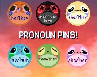 Froggy Pronoun Buttons!