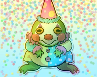 Clown Frog Holographic Sticker