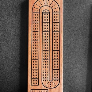 Red Oak Cribbage Board - Black Painted Finish - Burlap Bag with Cards and Pegs - 3 Player Game Set - Handcrafted & Mineral Oil Treated