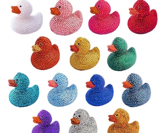 Portachiavi a forma di paperella con strass da 3,5 pollici – Regalo portafortuna scintillante, accessorio per zaino, mini gioiello (fiocco opzionale)