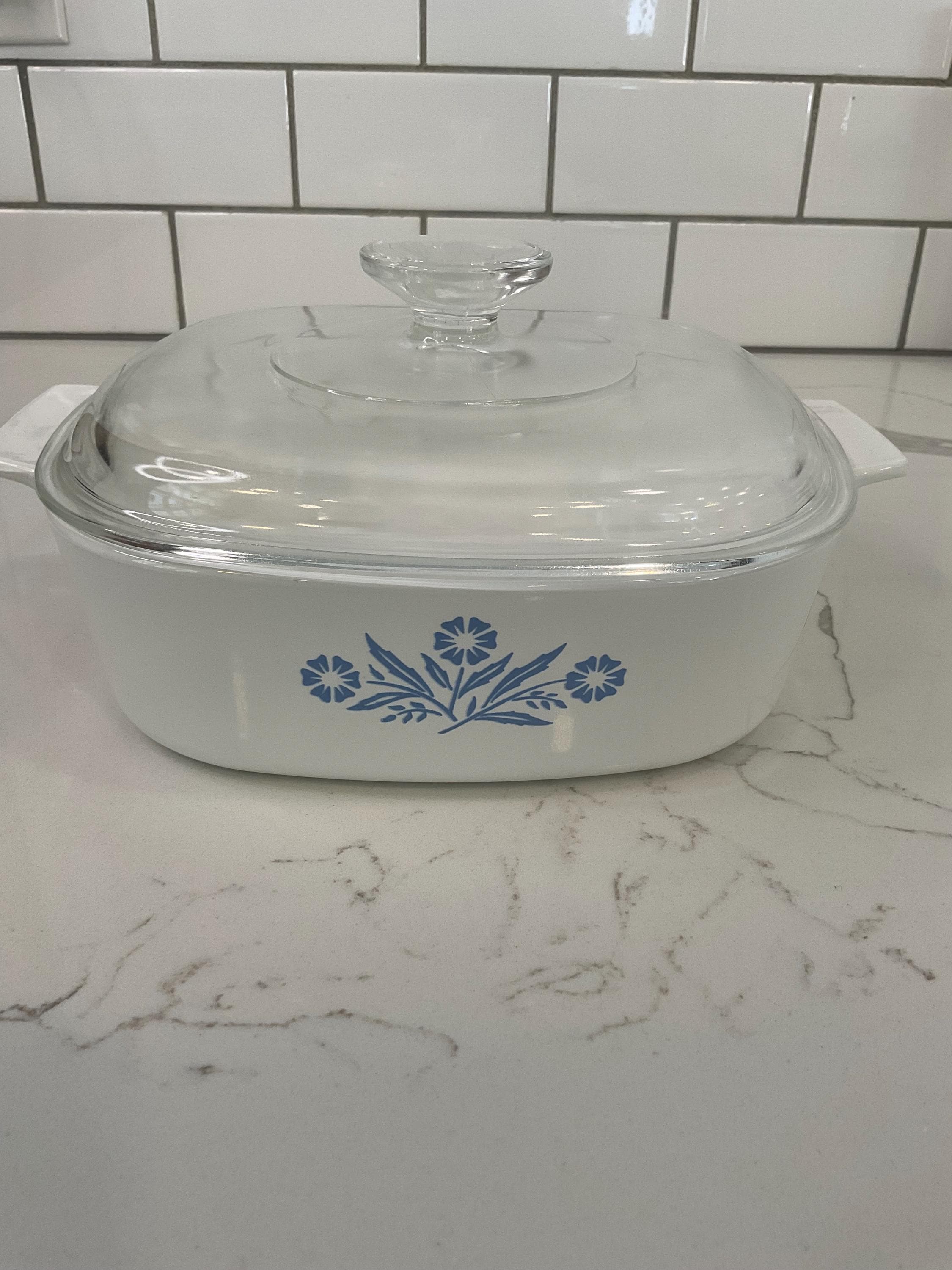 ヴィンテージ コーニングウェア ブルー コーンフラワー キャセロール皿