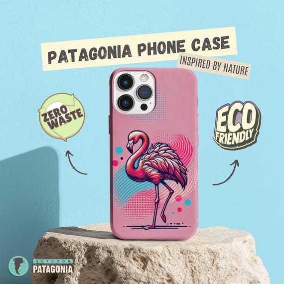 Biodegradable Flamingo Pop Art | Bamboo Phone Case for iPhone 16 / 16 Pro / 16 Pro Max | Eco Friendly Patagonia Souvenir