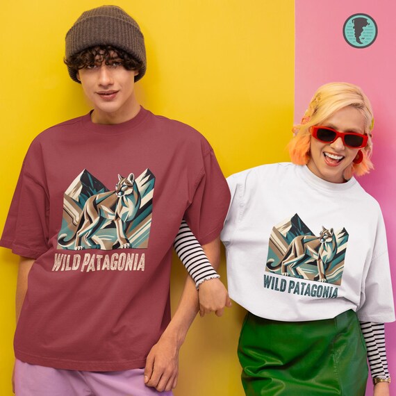 Artistic Puma Print T-Shirt | Adventure-Ready Wildlife Tee | Unique Gift for Nature Enthusiasts & Patagonia Fans